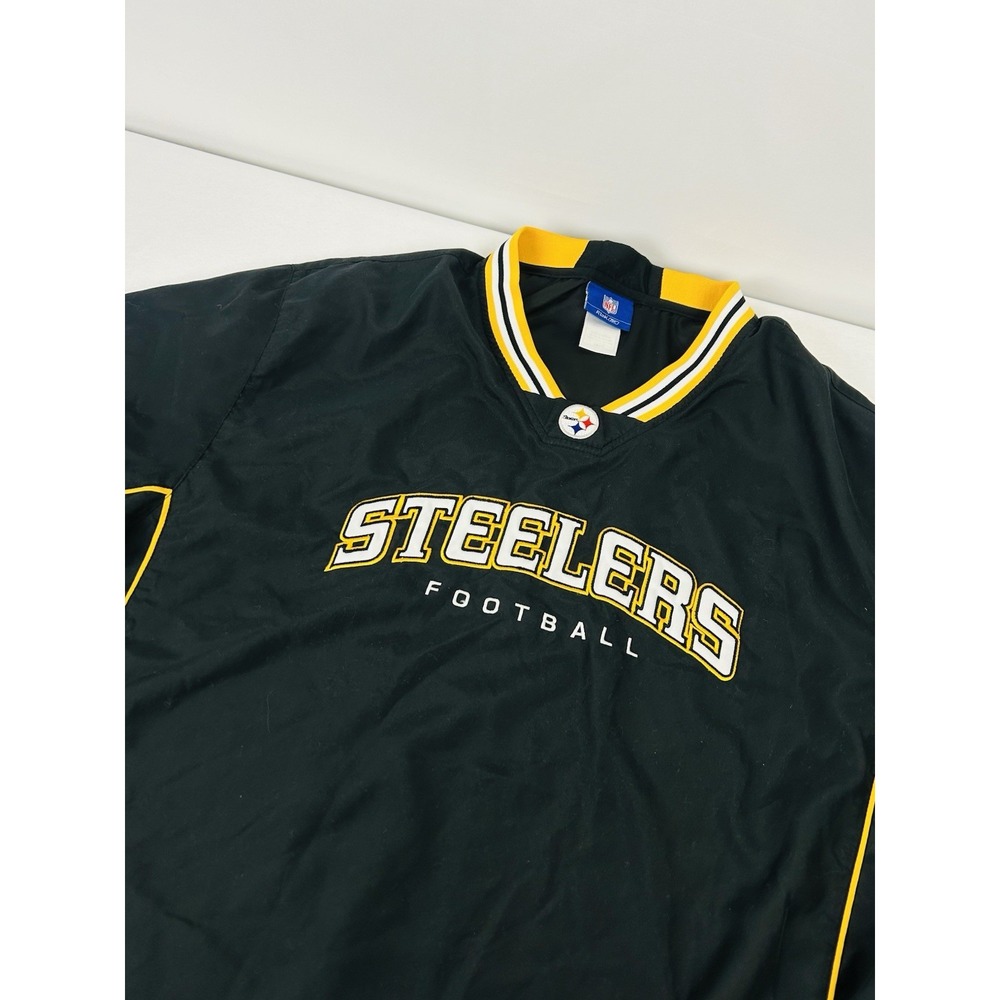 Reebok NFL Pittsburgh Steelers Windbreaker Pullover Mens XL Black Jacket